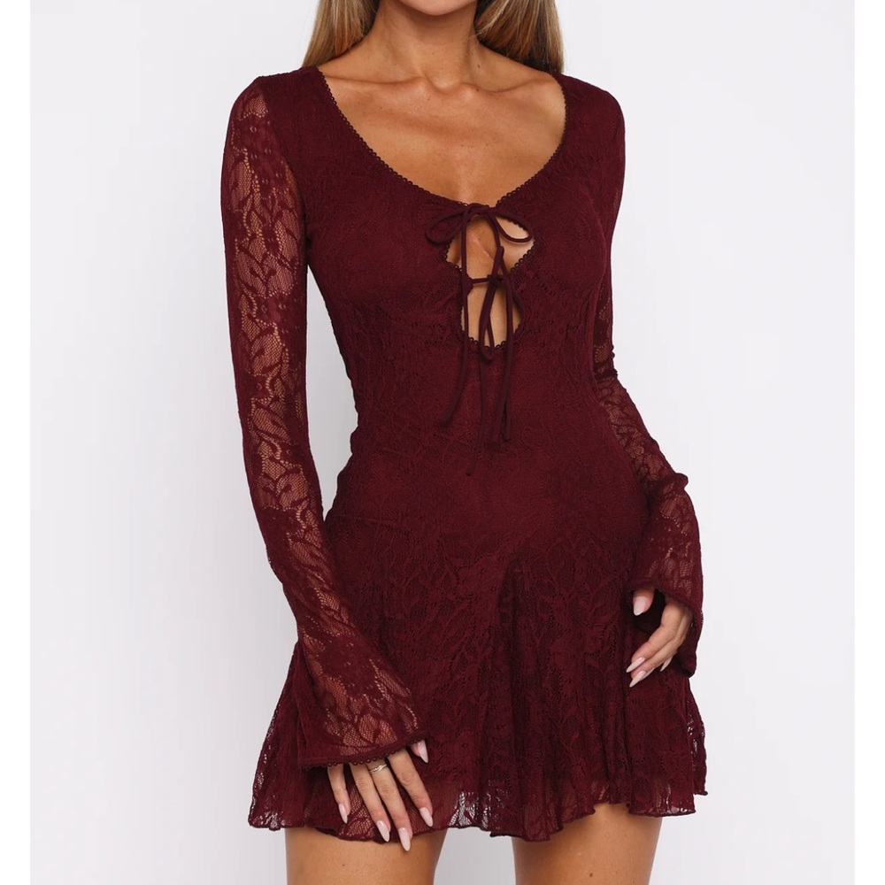 NWT White Fox Burgundy Lace Dress
